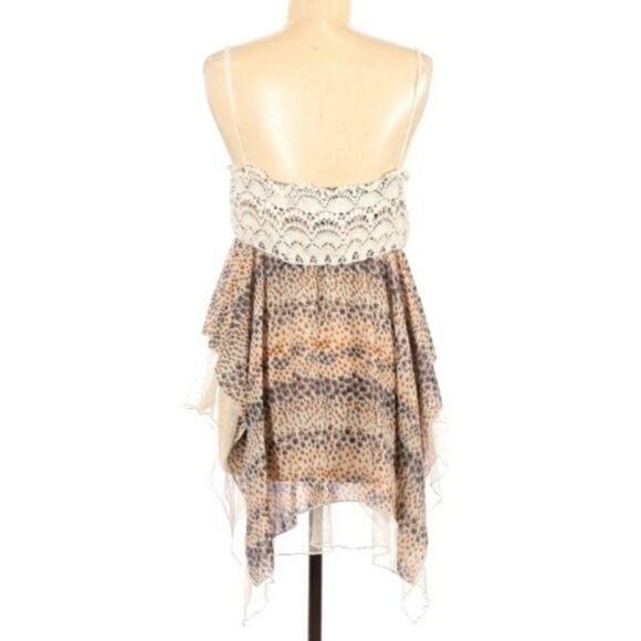 Hazel Boho Lace Crochet Spaghetti Strap Flowy Tiered Sharkbite‎ Tunic Top Sz L - Picture 6 of 10